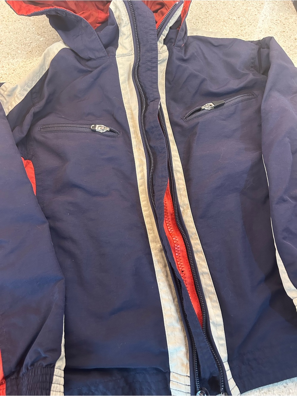 Lands'‎ End Kids Retro Colorblock Waterproof Squall Winter Ski Jacket with Hood - Picture 3 of 8